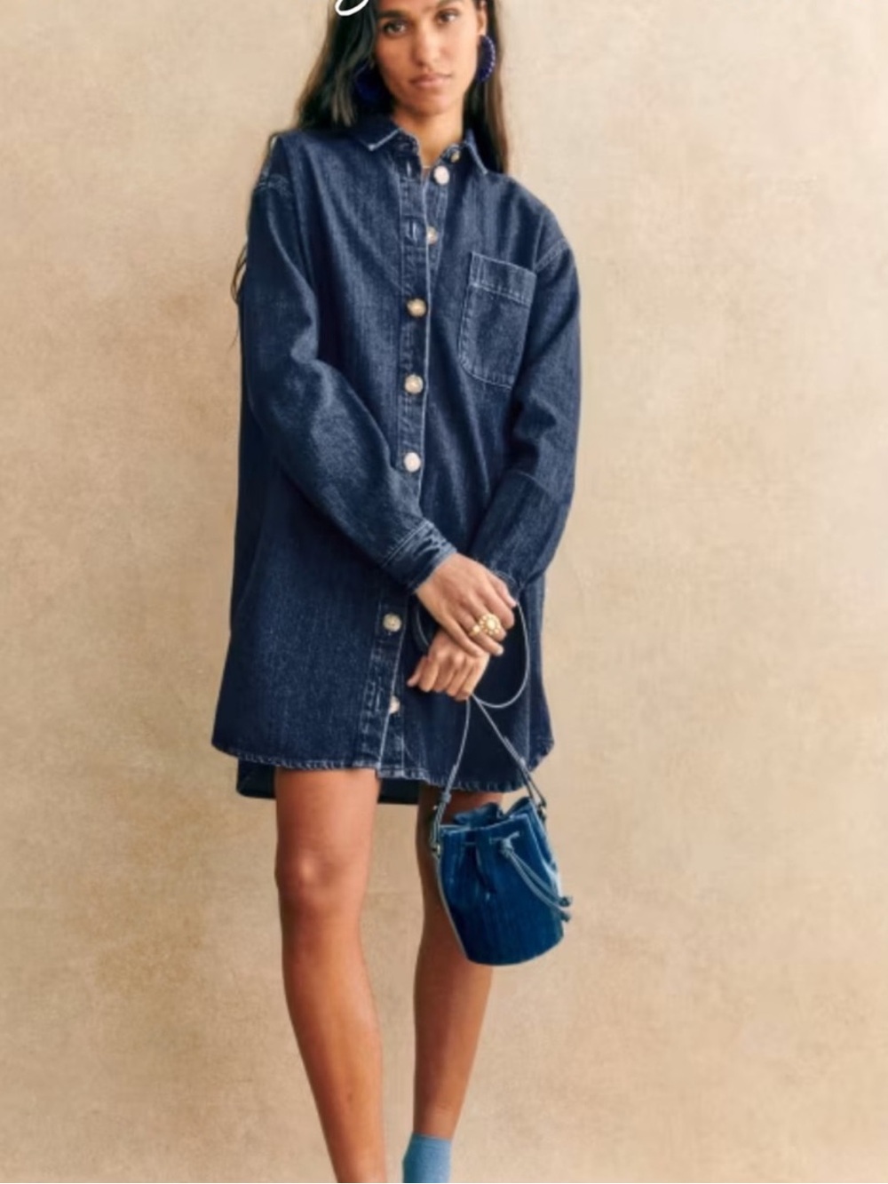 Sezane Bleu Foncé Dress - Deep Navy